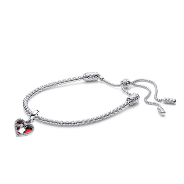 Red Heart & Keyhole Double Dangle Bracelet Set